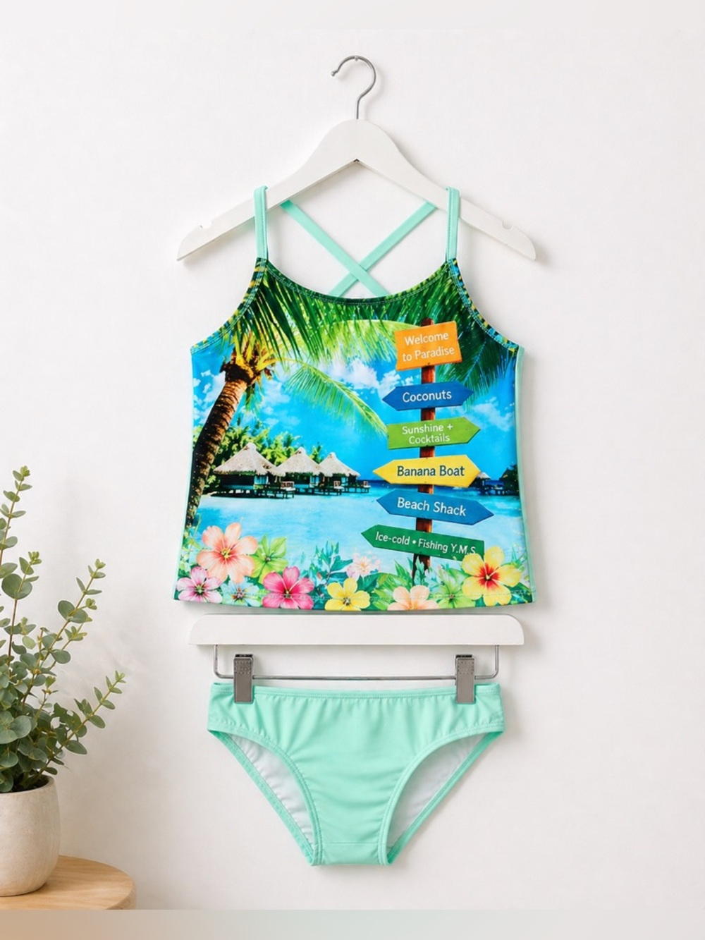 Girls OP Tankini 2-Piece Swimsuit Size Medium 7-8